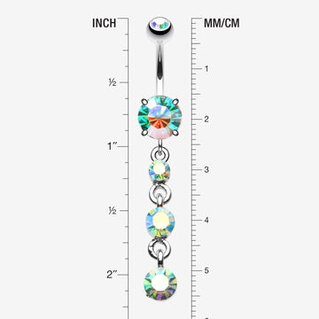 Detail View 1 of Gems Galore Belly Button Ring-Aqua/Aurora Borealis